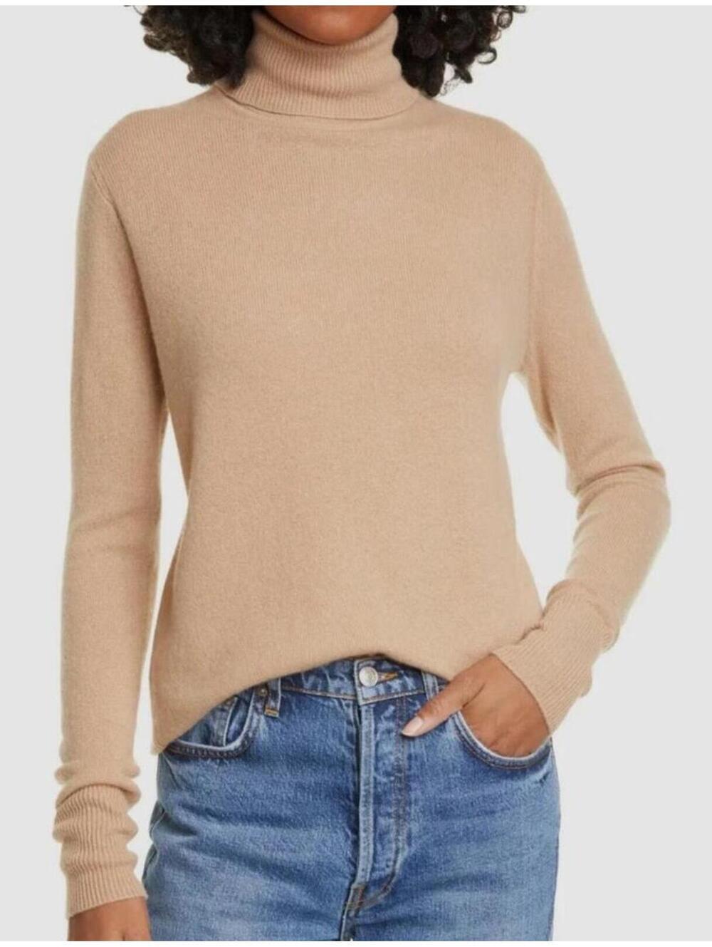 Equipment Camel 100% Cashmere Turtleneck Sweater L